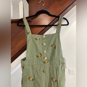 Cottage Core Embroidered Overalls